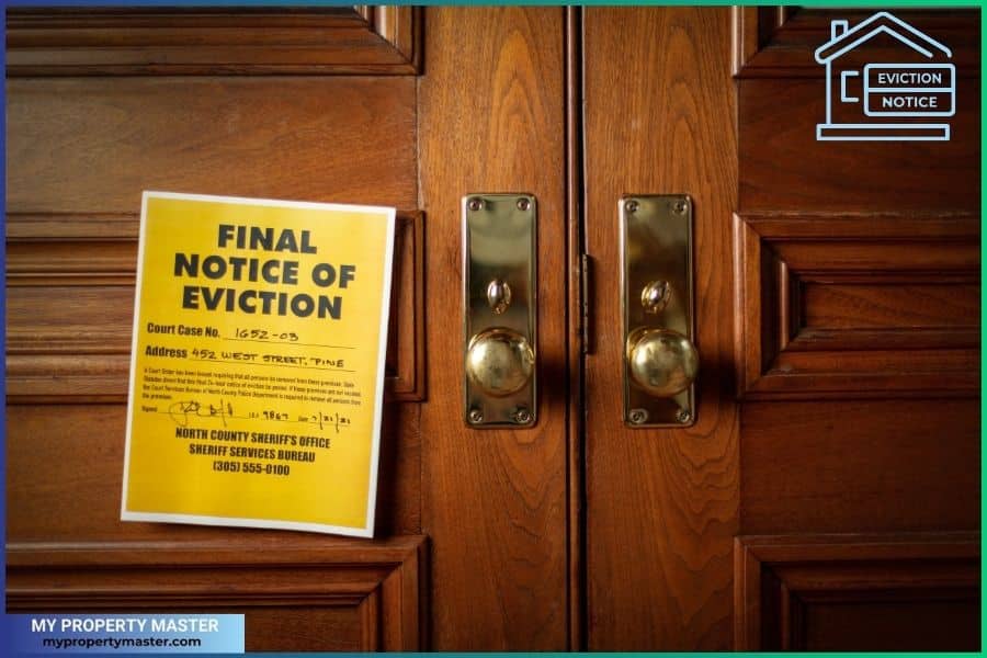 Eviction notice on the door of a house