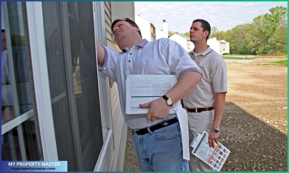 Property management company inspecting home